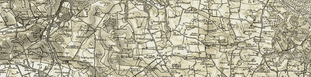 Old map of Auldkirk in 1909-1910