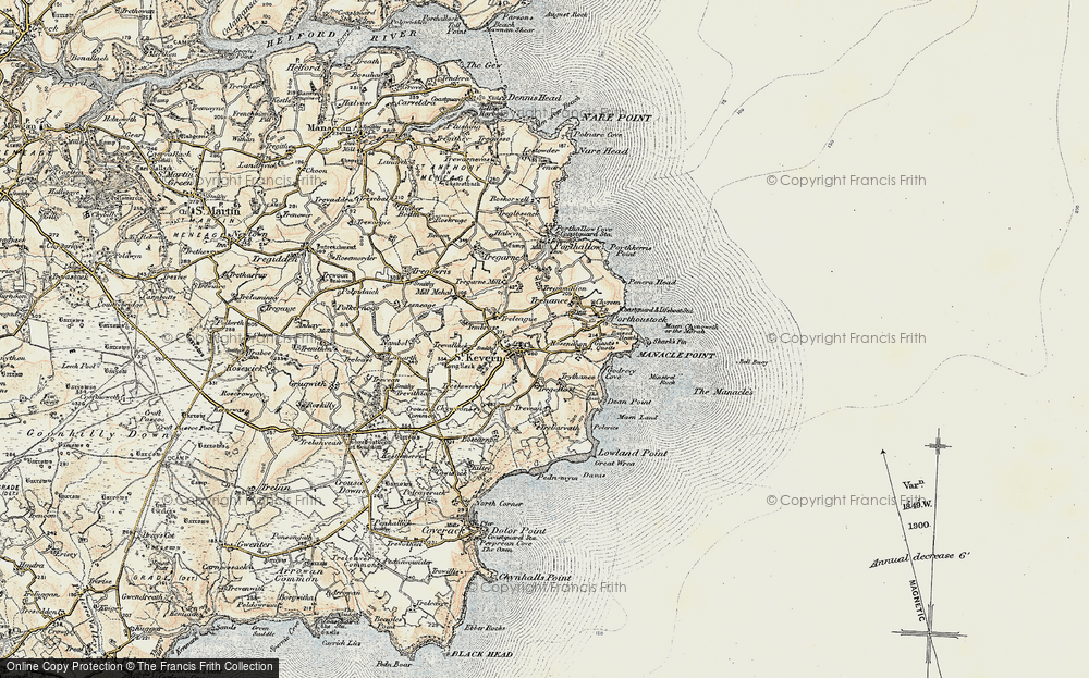 Old Map of St Keverne, 1900 in 1900
