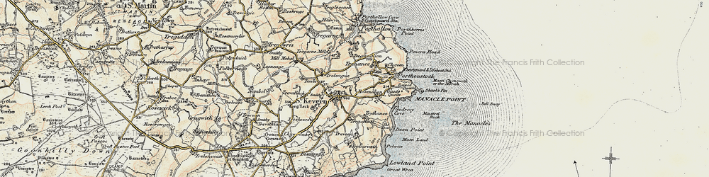 Old map of St Keverne in 1900
