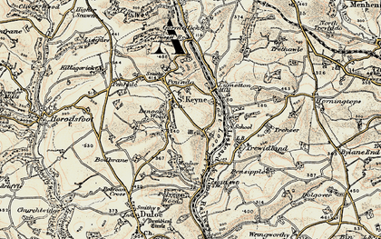 Old map of Lanrest in 1900