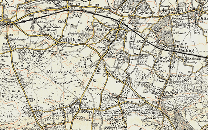 Old map of West Malling Aerodrome in 1897-1898