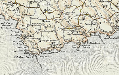 Old map of St Levan in 1900
