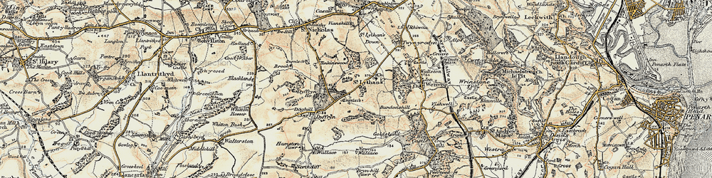 Old map of St Lythans in 1899-1900
