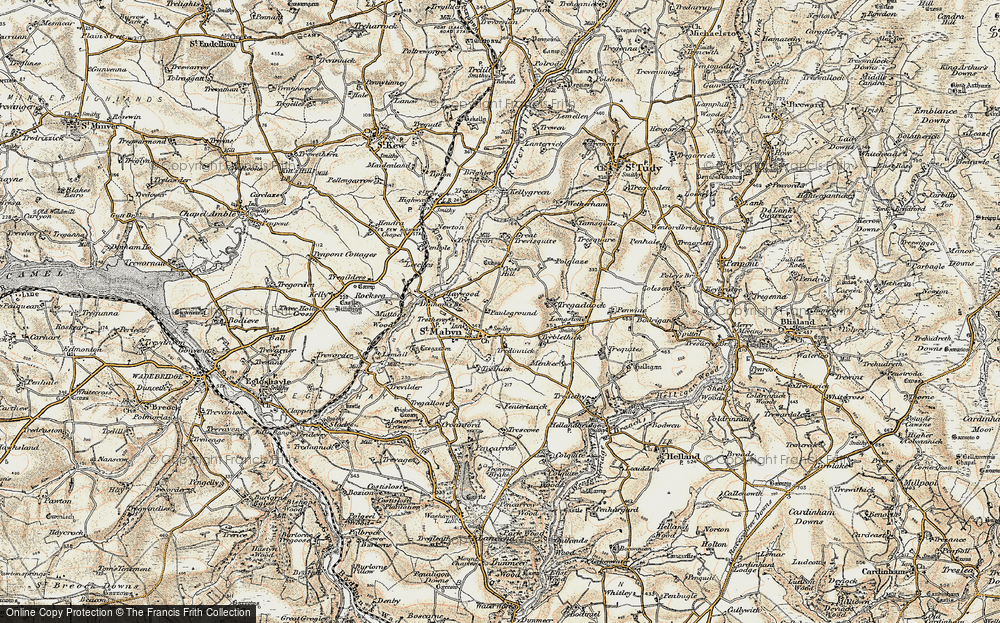 Old Map of Historic Map covering Trethevy in 1900