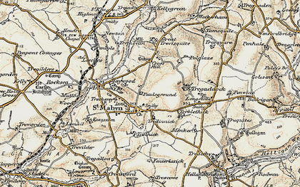 Old map of Tredinnick in 1900