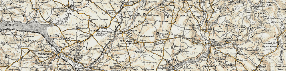 Old map of St Mabyn in 1900