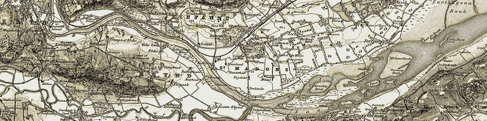Old map of St Madoes in 1906-1908
