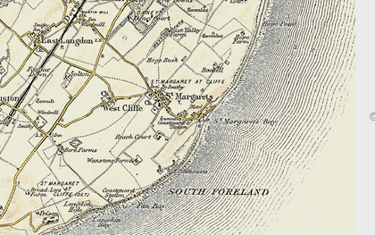 Old map of St Margaret's at Cliffe in 1898-1899