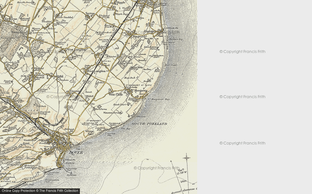 St Margaret S Bay Map Map Of St Margaret's Bay, 1898-1899 - Francis Frith