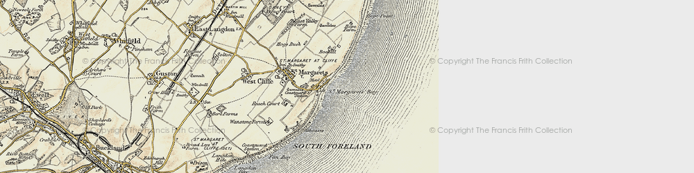Old map of St Margaret's Bay in 1898-1899