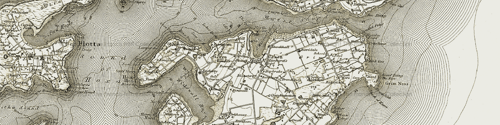 Old map of St Margaret's Hope in 1911-1912