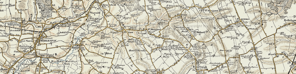 Old map of St Margaret South Elmham in 1901-1902
