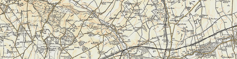 Old map of St Mary Bourne in 1897-1900