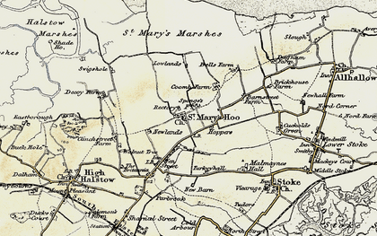 Old map of St Mary Hoo in 1897-1898