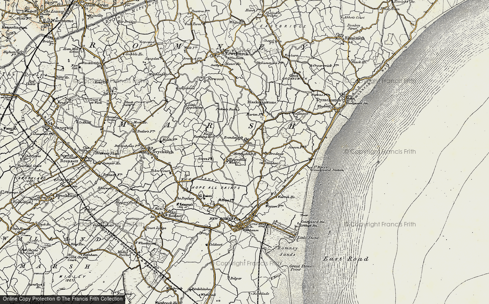 Old Map of St Mary in the Marsh, 1898 in 1898