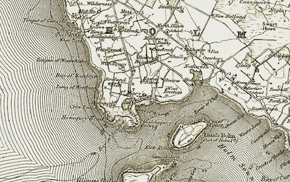 Old map of Bay of Ayre in 1911-1912