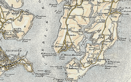 Old map of St Mawes in 1900