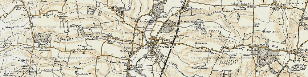 Old map of St Neots in 1898-1901