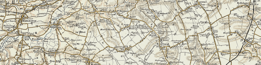 Old map of St Nicholas South Elmham in 1901-1902