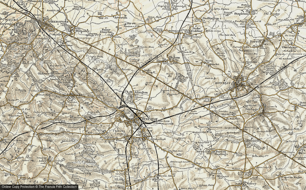 Old Map of Historic Map covering Lindley Lodge in 1901-1902
