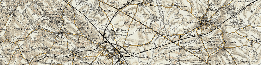Old map of Lindley Lodge in 1901-1902