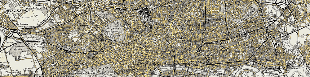 Old map of St Pancras in 1897-1902