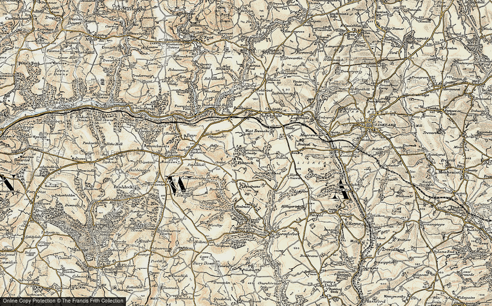 Old Map of St Pinnock, 1900 in 1900