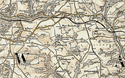 Old map of St Pinnock in 1900