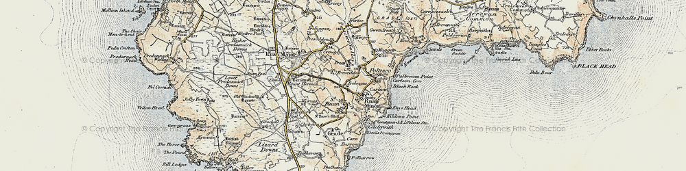 Old map of St Ruan in 1900
