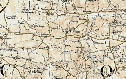 Old map of St Wenn in 1900
