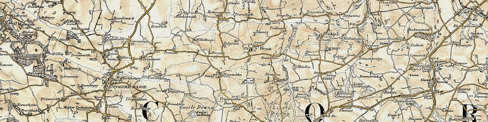 Old map of St Wenn in 1900