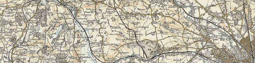 Old map of St y-Nyll in 1899-1900