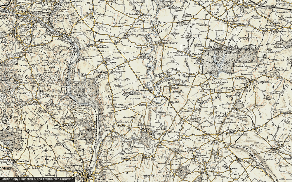 Old Map of Stableford, 1902 in 1902