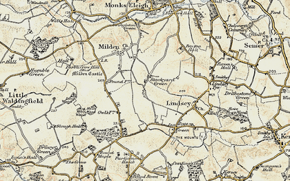 Old map of Stackyard Green in 1898-1901