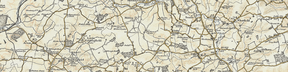 Old map of Stackyard Green in 1898-1901