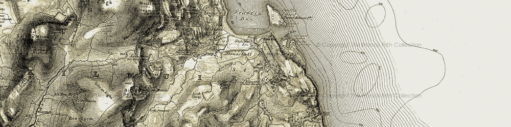 Old map of Staffin in 1908-1909