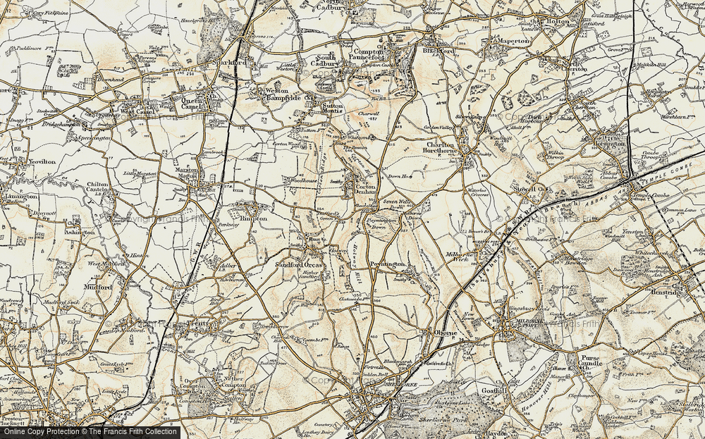 Old Map of Historic Map covering Windmill Hill in 1899
