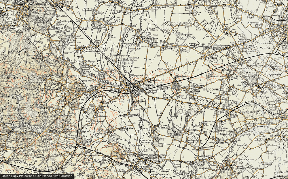 Historic Ordnance Survey Map Of Staines 1897 1909