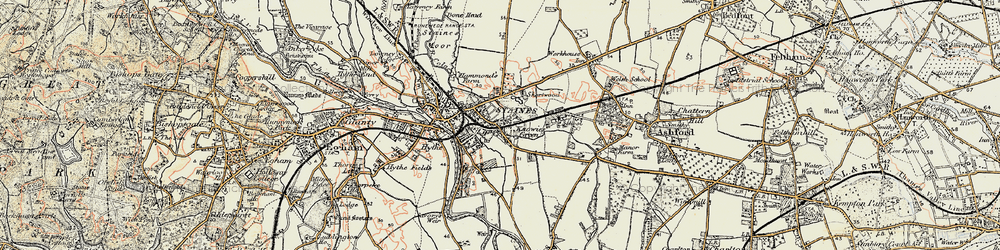 Old map of Staines in 1897-1909