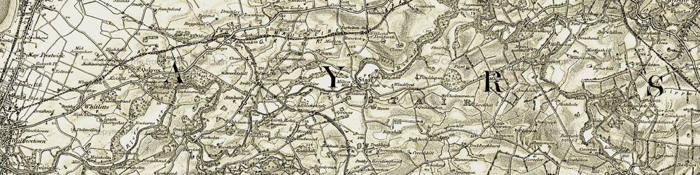 Old map of Yett in 1904-1906