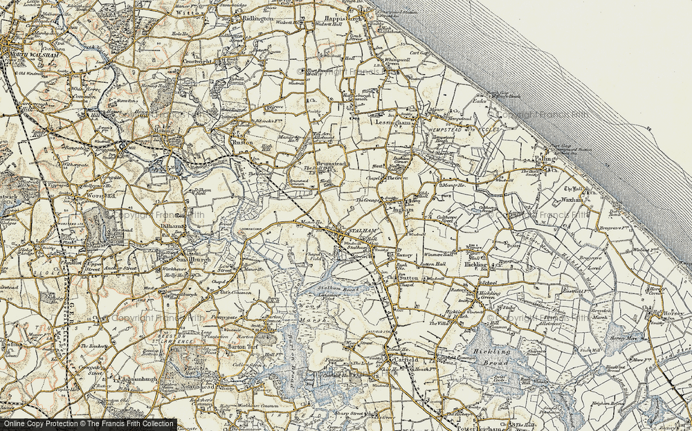 Old Map of Historic Map covering Brumstead Common in 1901-1902