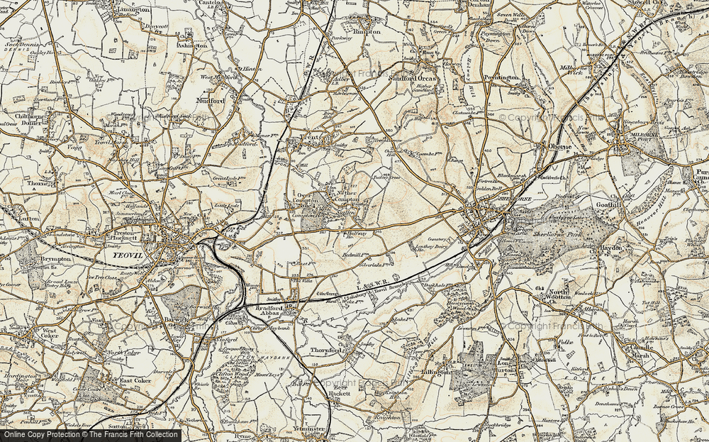 Old Map of Historic Map covering Lenthay Common in 1899