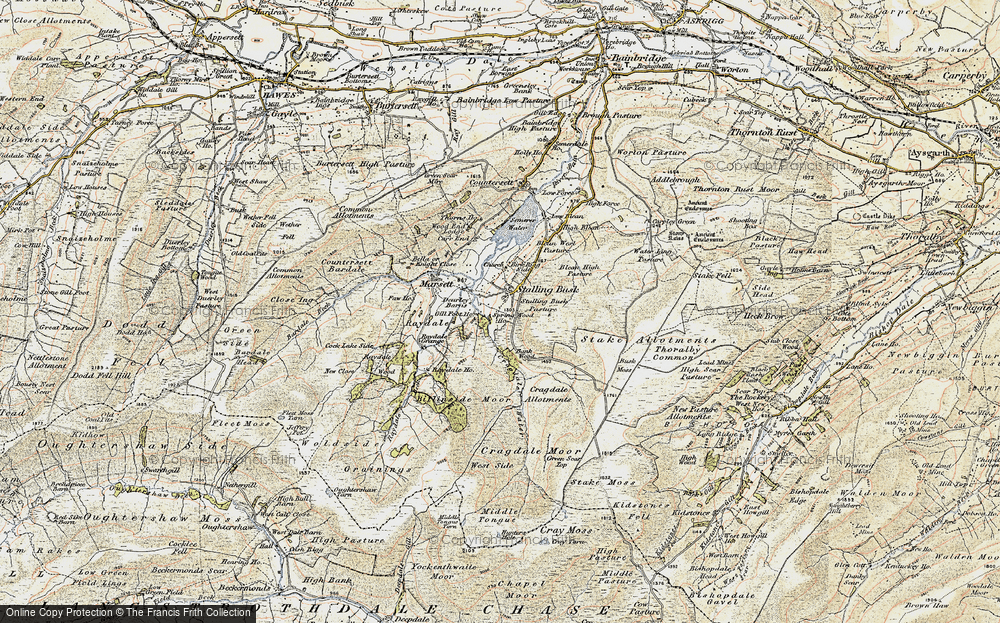 Old Map of Historic Map covering Busk Moss in 1903-1904