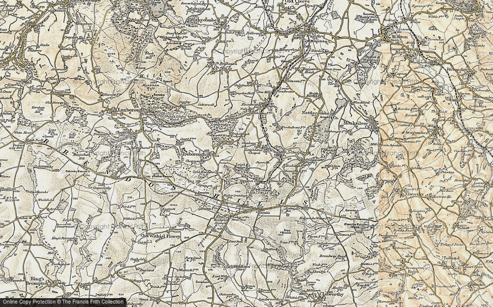 Old Map of Historic Map covering Brendon Hill in 1898-1900