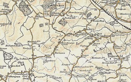Old map of Stambourne Green in 1898-1901