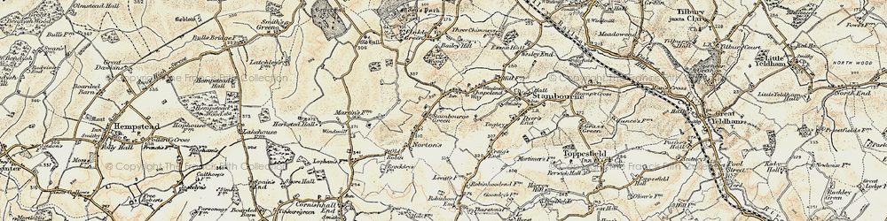 Old map of Stambourne Green in 1898-1901
