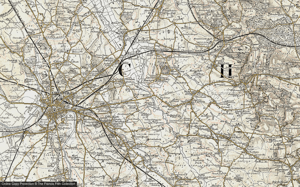 Old Map of Historic Map covering Stamford Mill in 1902-1903