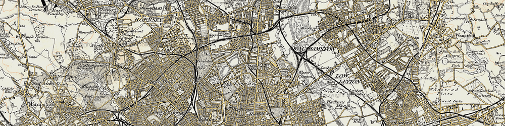 Old map of Stamford Hill in 1897-1898
