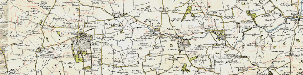 Old map of Stamfordham in 1901-1903
