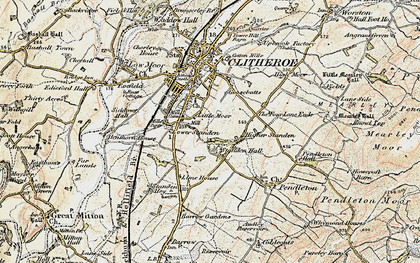 Old map of Standen Hall in 1903-1904
